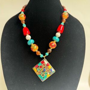 MULTICOLOR Denkays tribal necklace,statement necklace, African necklace,large